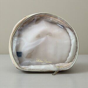 PALOMA PICASSO Gold Clear Round Travel Cosmetics Makeup Case Bag